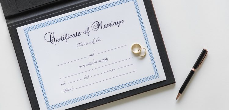 A marriage certificate.