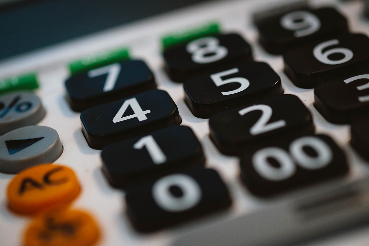 Close up of a calculator.