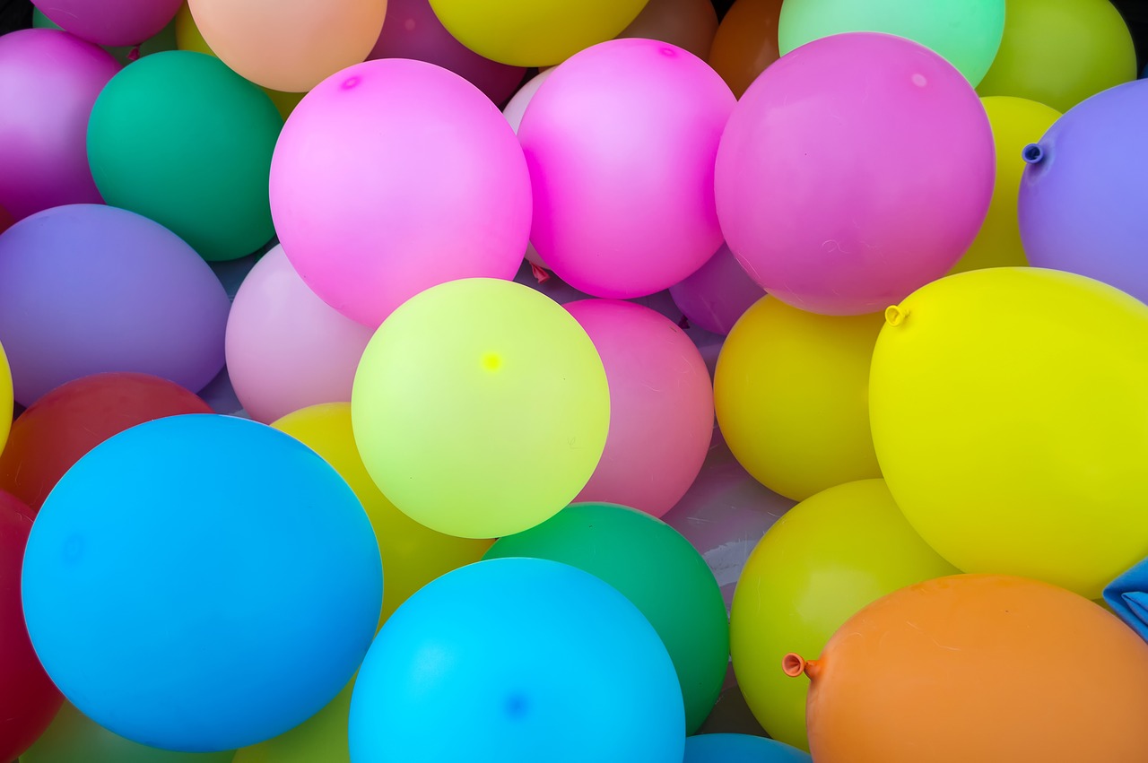 A bunch of brightly colored balloons.