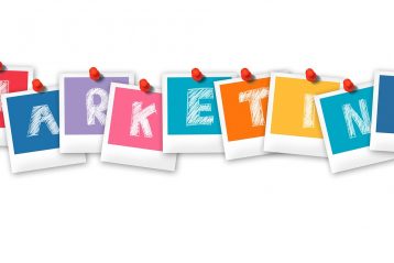 Graphic that spells out the word, "Marketing".