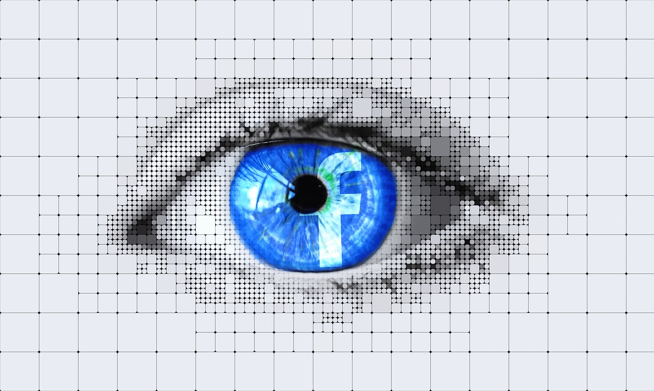 Facebook icon in a graphic of a human eye.