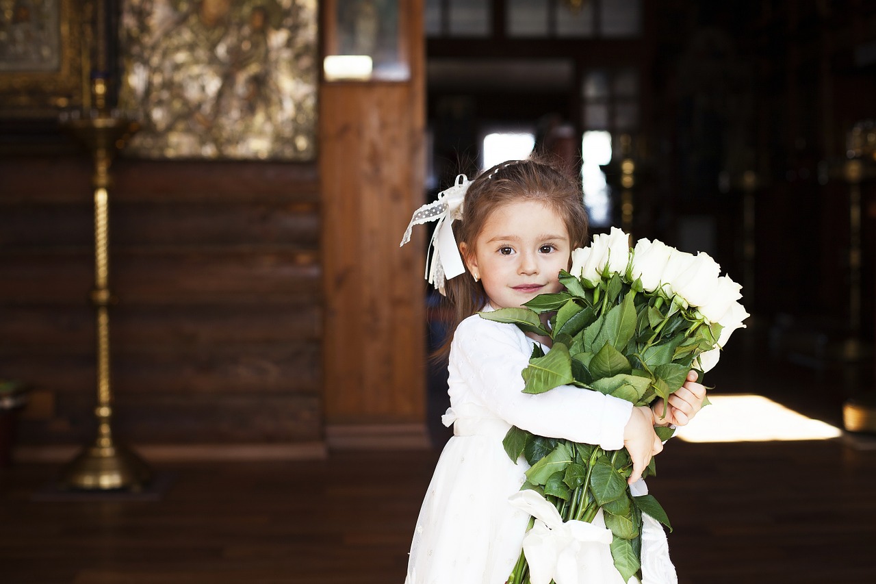 Flower girl in a wedding.