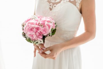 Bride holding a bouquet.
