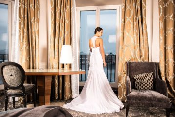 Bride in a hotel room.