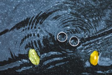 Wedding rings underwater.