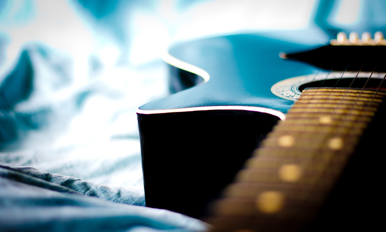 A blue guitar.