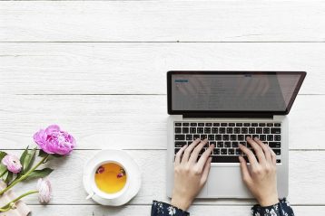 Person using a laptop.