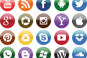 Social media icons.