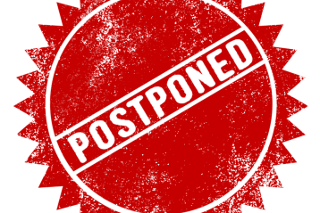 Graphic that reads, "Postponed".