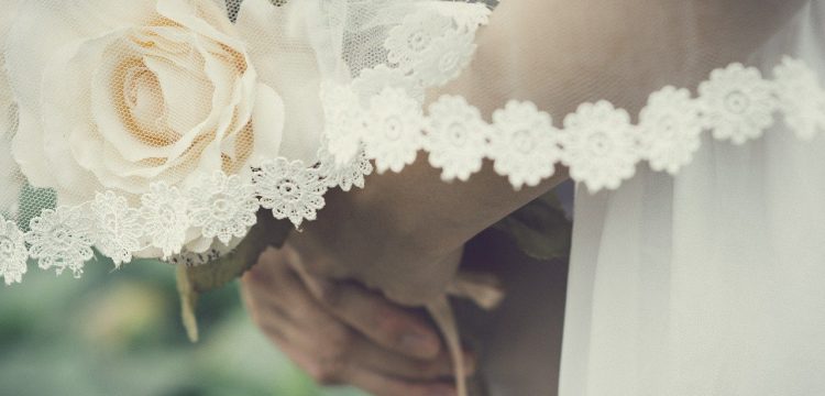 Bride holding a bouquet.