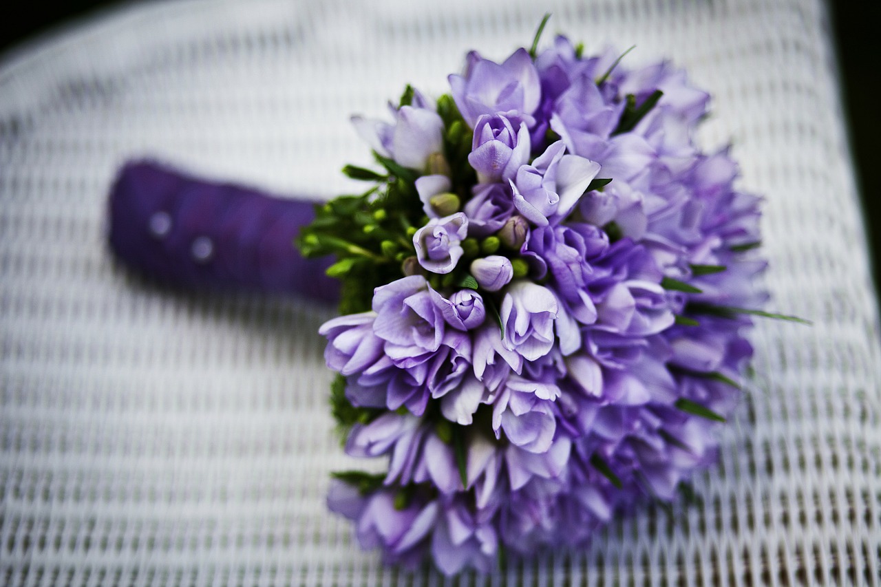 Purple wedding bouquet.