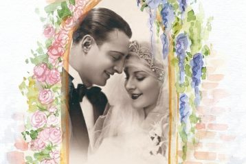 Retro bride and groom.