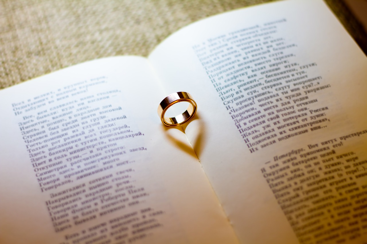 Wedding ring and Bible.