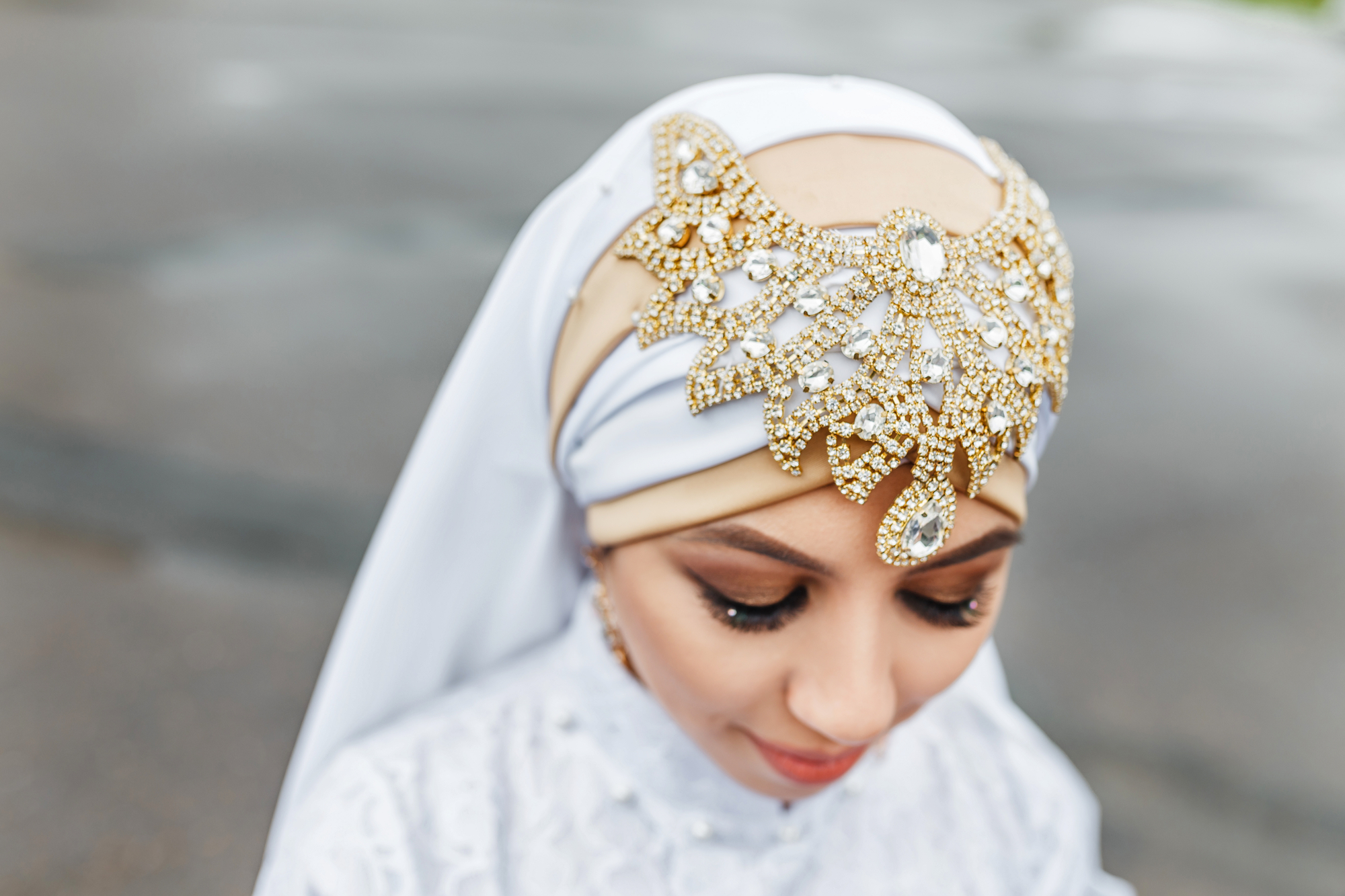 Muslim bride with hijab.