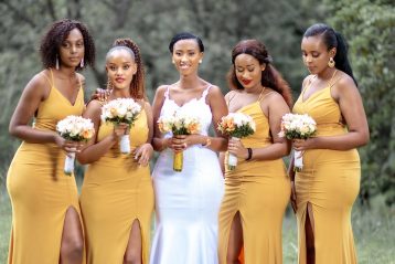 A bride with her bridesmaids.