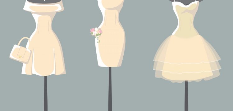 Graphic of wedding dress sketches.