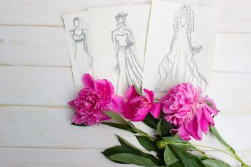 Wedding dress design sketch.