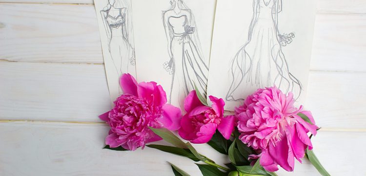 Wedding dress design sketch.