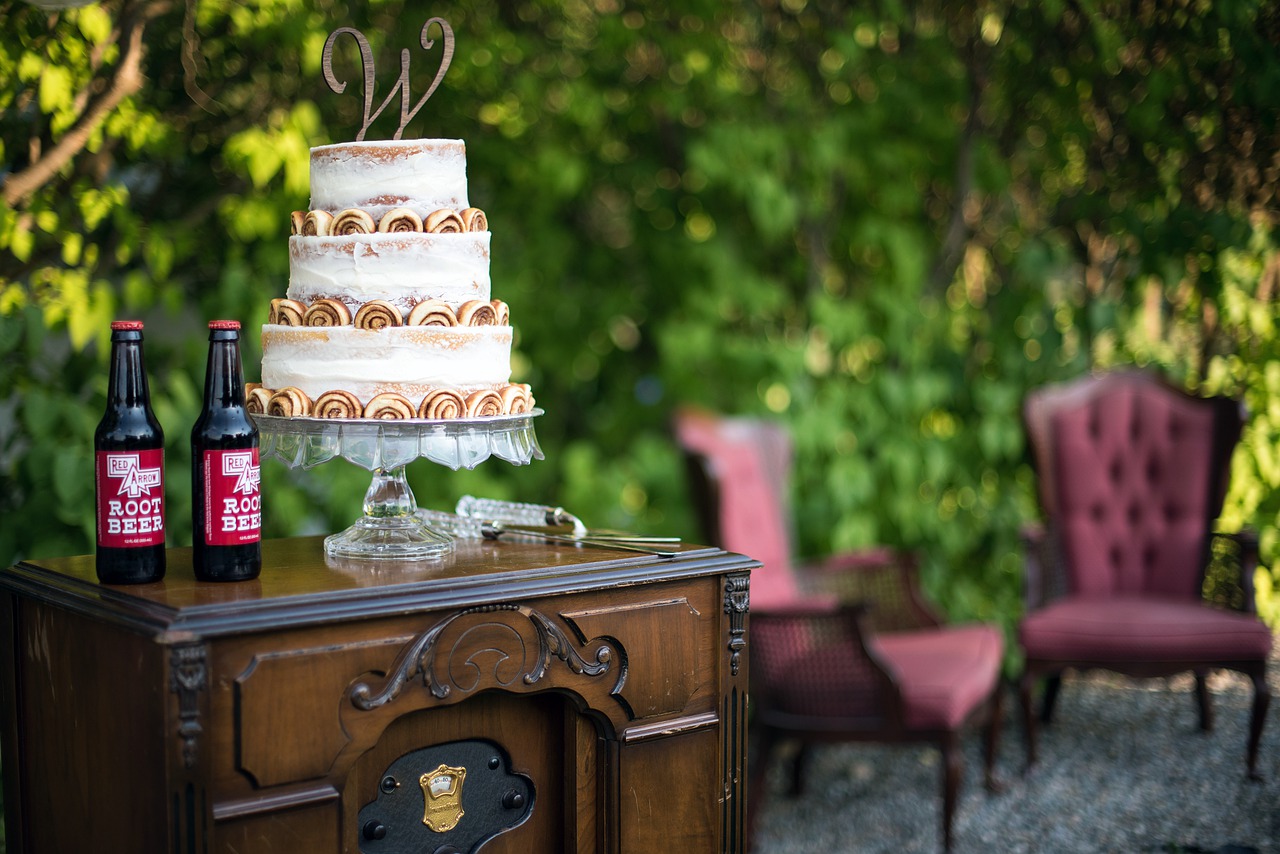 Cake at a wedding reception.