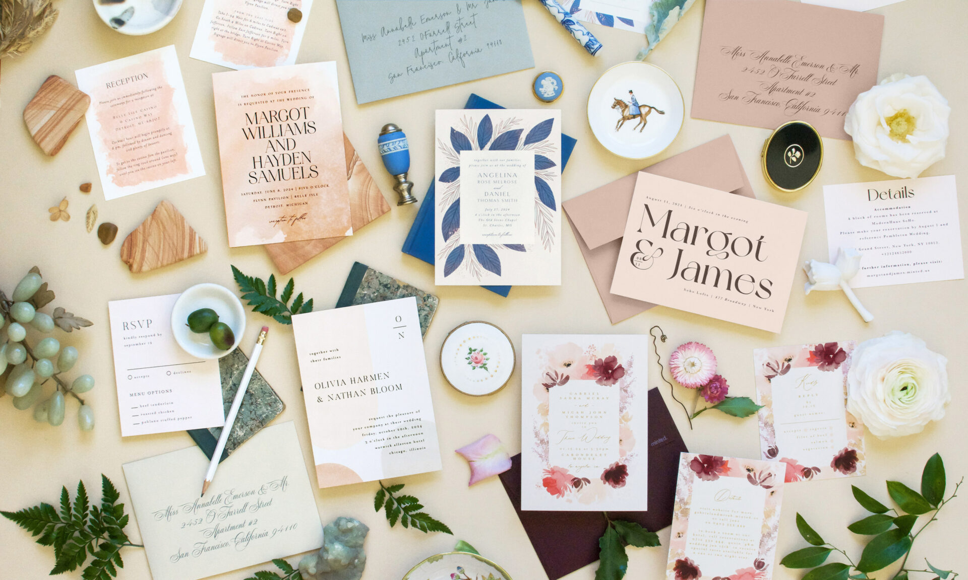 Minted and Brides' exclusive stationery collection.