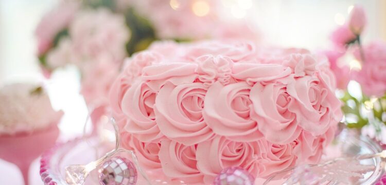 One layer pink wedding cake.